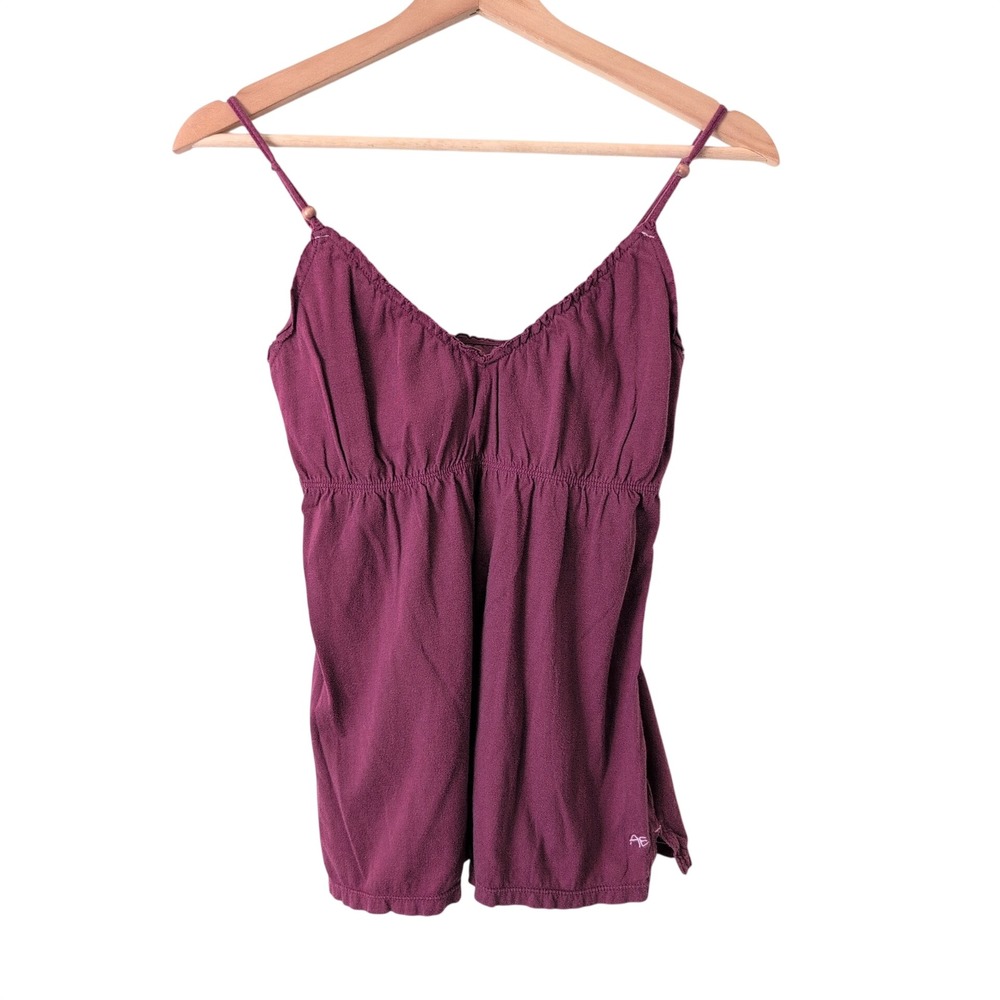 Y2K American Eagle Babydoll Tank AEO M Burgundy Camisole Top Spaghetti Strap